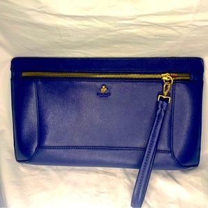 Navy Leather Clutch